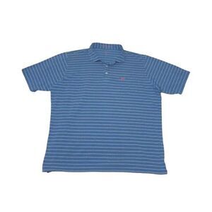 B Draddy Men's XL Polo Shirt Blue Striped‎ Short Sleeve Pima Cotton Spandex
